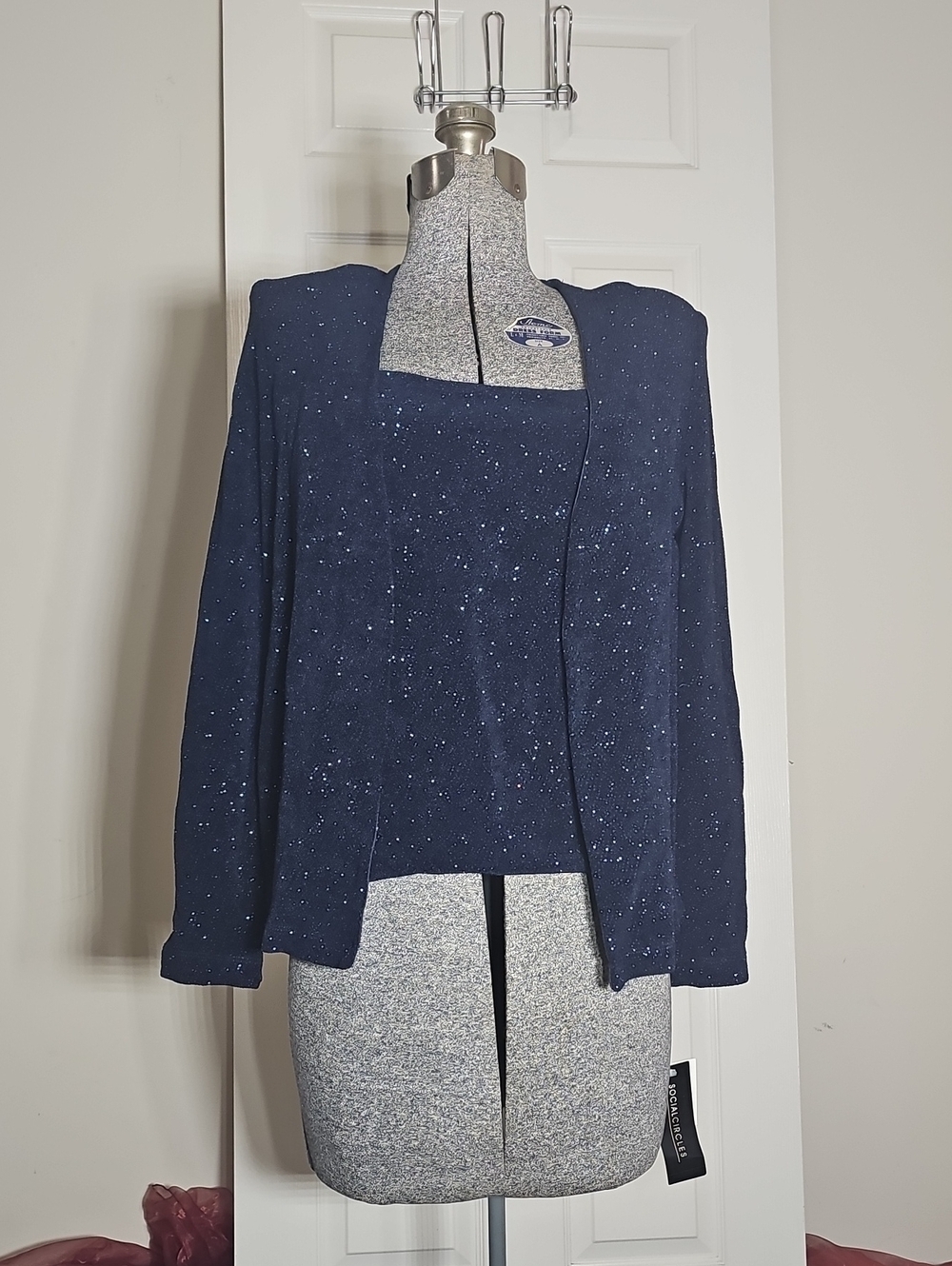 Social Circles Navy Glitter 2-in-1 Jacket Tank Top NWT Size 10